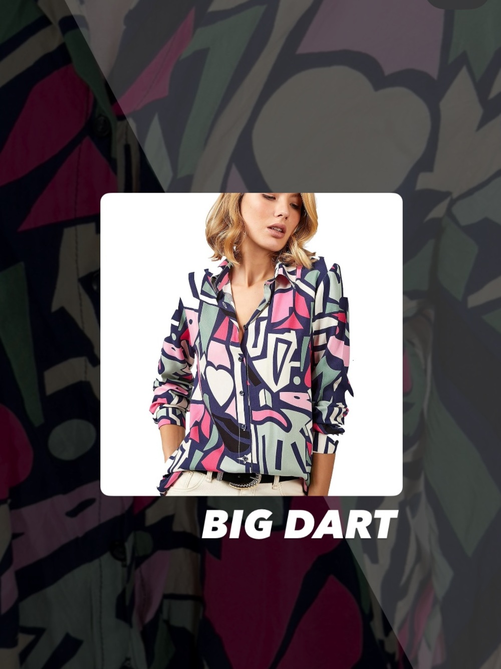 EUC Big Dart Abstract Print Shirt